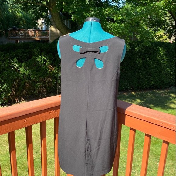 Oleg Cassini SALMON/BLACK COLORBLOCK DRESS SZ 14 - Picture 4 of 5